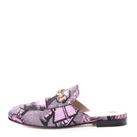 gucci silk satin gg wallpaper saint romain princeton slippers|GUCCI Silk Satin Saint Romain Womens Princetown Slippers.